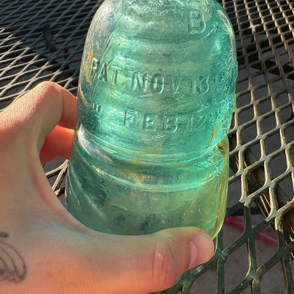 Vintage W. Brookfield New York Glass Insulator - Aqua - Picture 2 of 5